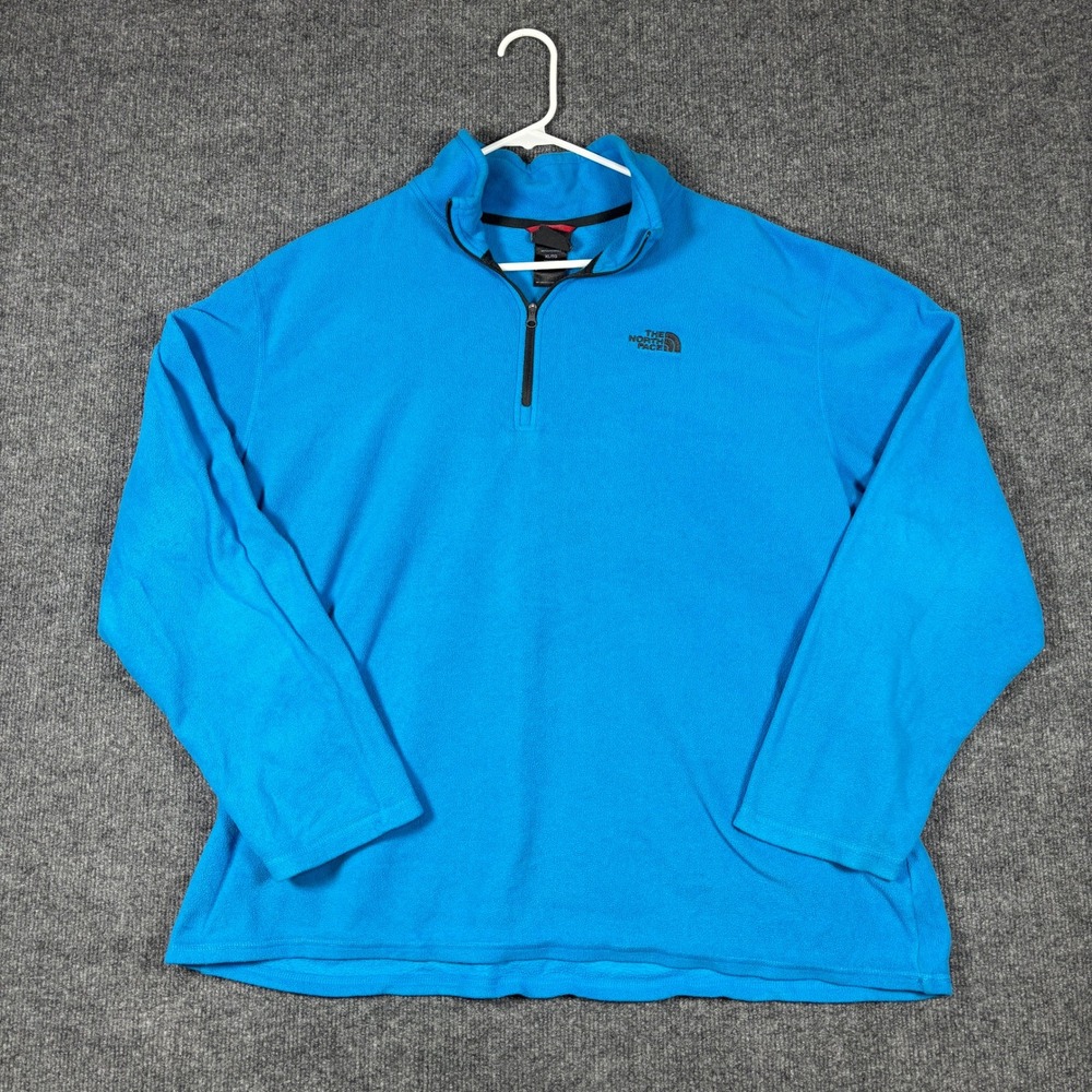 The North Face Quarter Zip Fleece Pullover Mens XL Bright Blue Logo Sweater